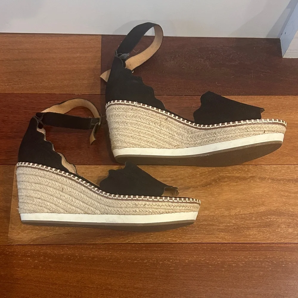 Black Espadrille Wedge Sandals